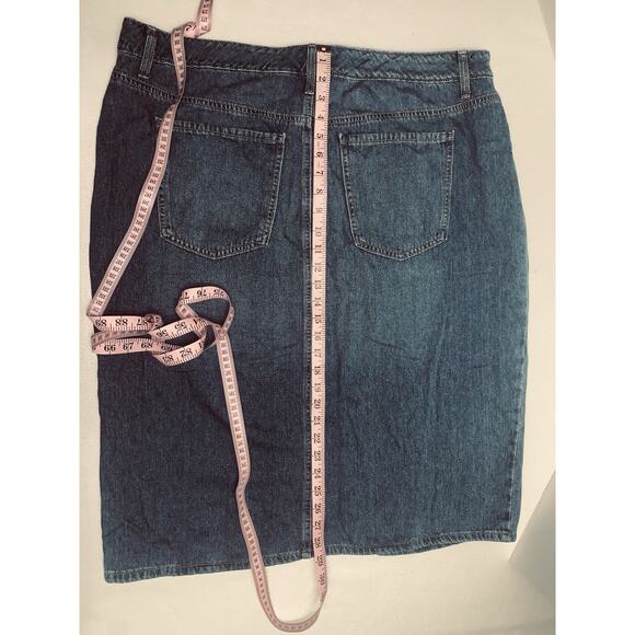 18W Terra And Sky Modest Denim Skirt Womens 5 Pocket Front Slit Jean Skirt 28" - Picture 4 of 12